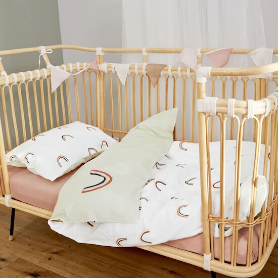 Housse de couette + taie d'oreiller en coton bio   Vert beige        100 x 140 cm   de               Lässig