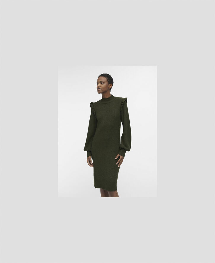 Object OBJMALENA L/S RUFFLE KNIT DRESS NOO Duffel bag/melange