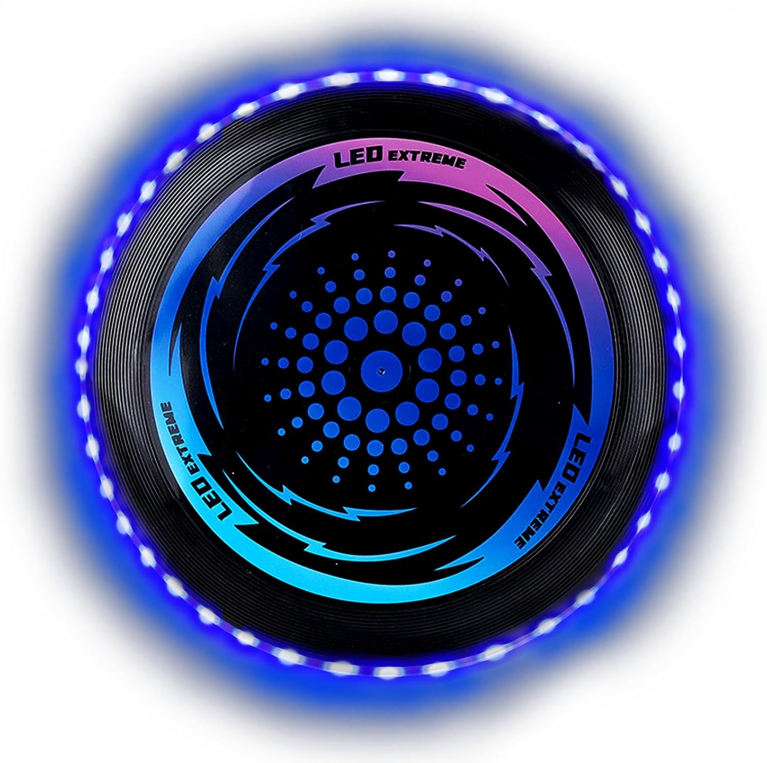 (Ø27cm) Leuchtender Frisbee Flying Disc Outdoor LED Wurfscheibe (inkl. 2x CR2016 Batterien) - Schwarz / Blau