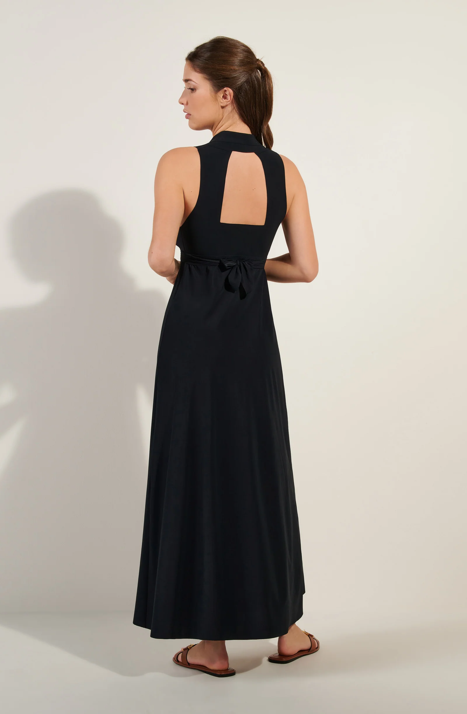 rova Robe longue noire à dos ouvert Noir