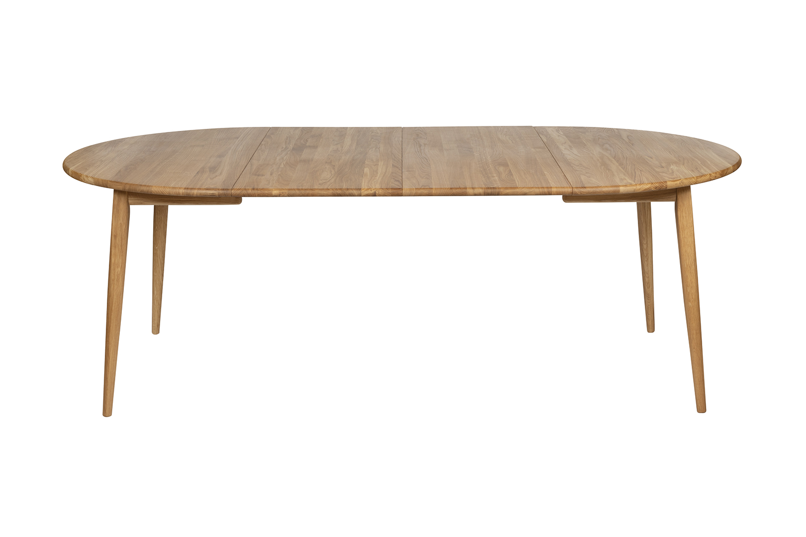 Nord H9 spisebord Ø120 cm, rundt. Oljet heltre eik med uttrekk til 2 tilleggsplater. Uten støtteben.