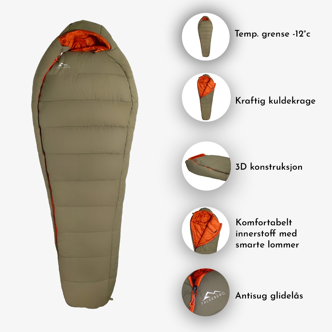 Falkeberg Inferno 3D, fibersovepose<br>Temp grense -12°C