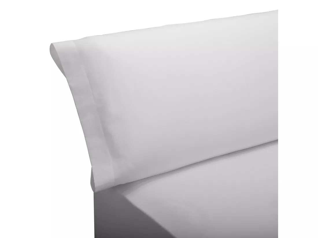 Taie d'oreiller 100 % coton 140 fils respirante Blanc