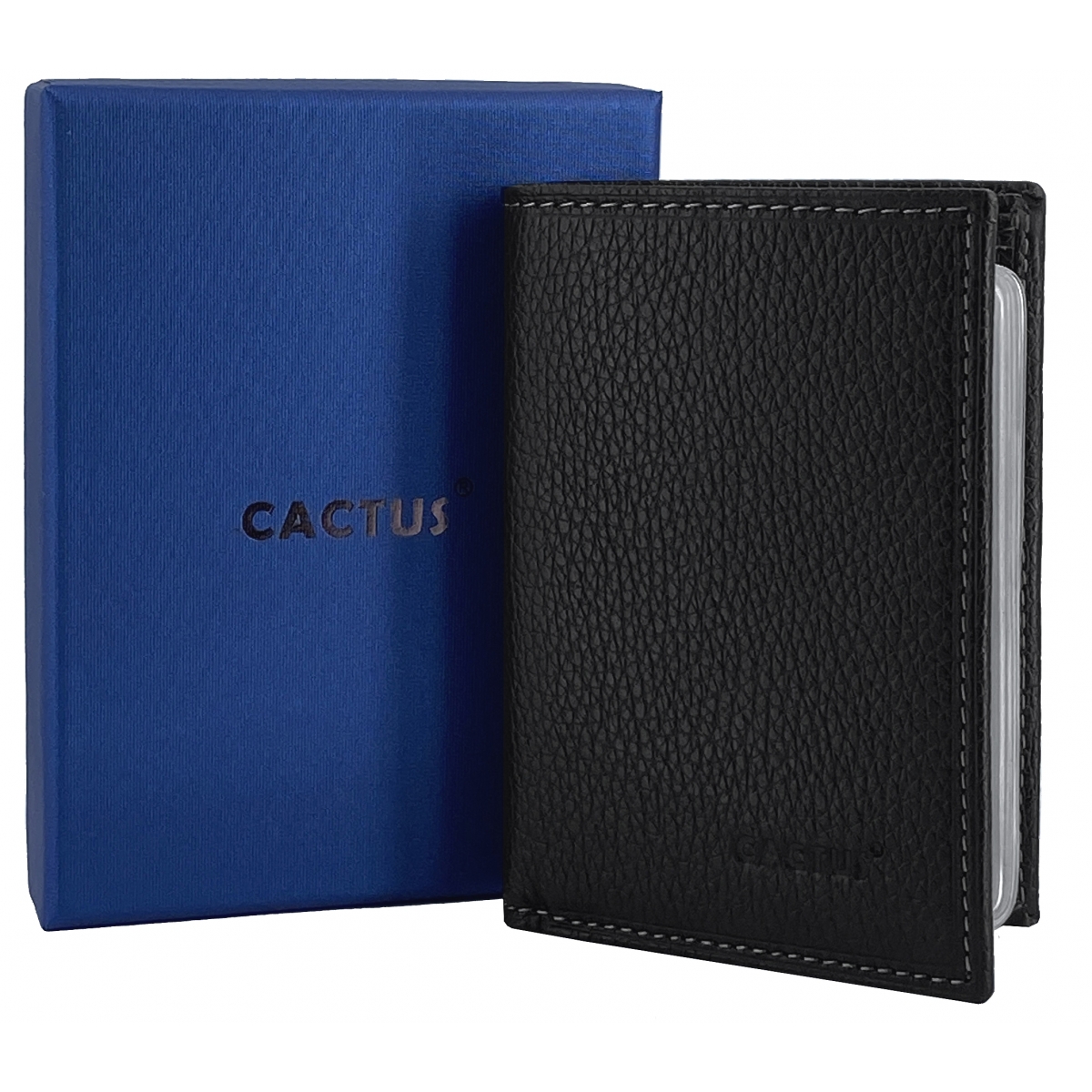 Cactus Porte Cartes cuir de vachette anti-RFID Cactus