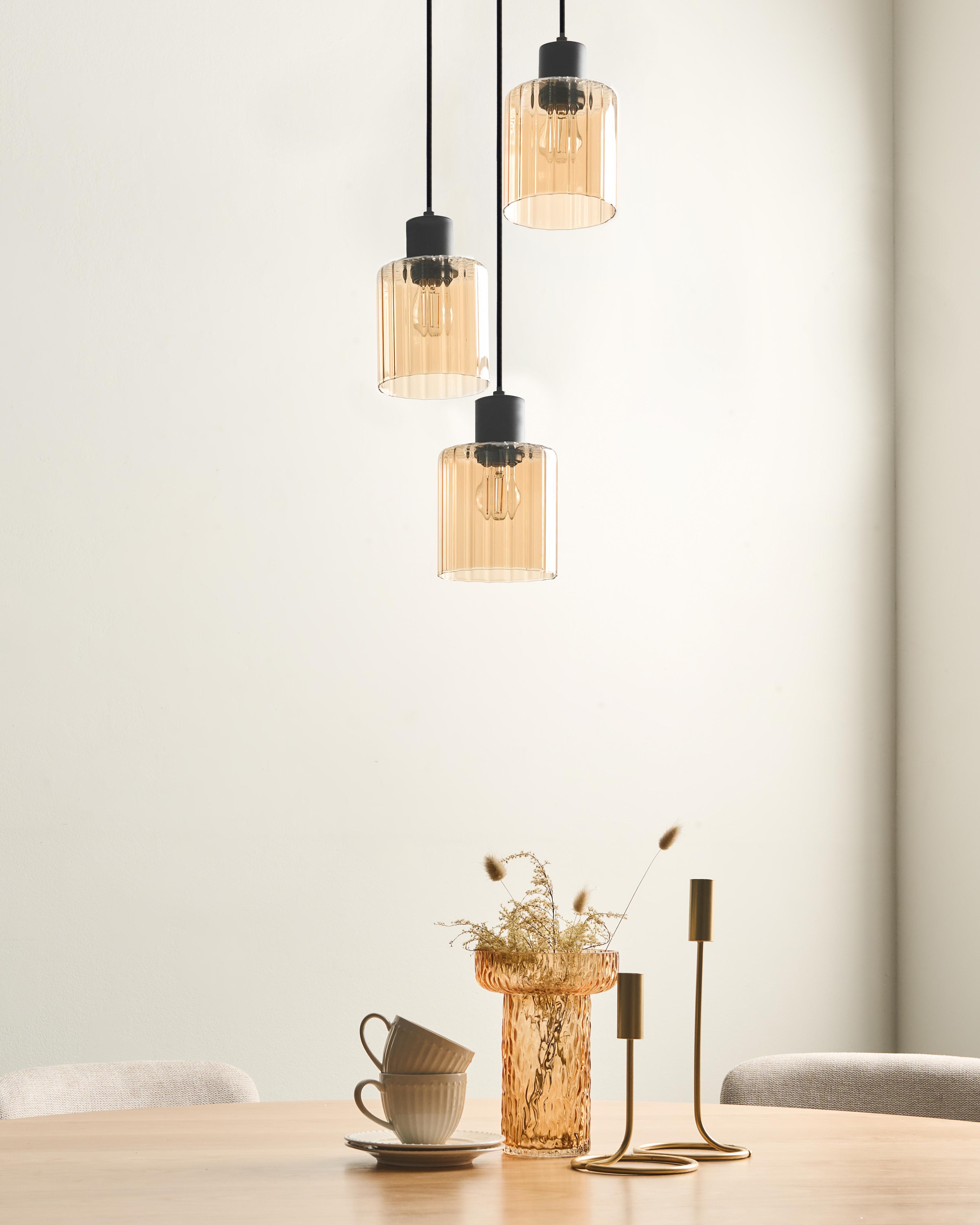 3-lichts hanglamp KITARE Glas Beige