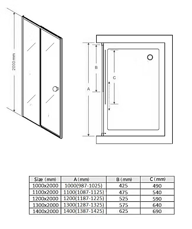 Saniclear Slide schuif douchedeur anti-kalk 120x200cm