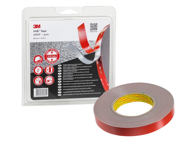 3M Doppelseitiges Klebeband VHB 4991F 19 mm x 5.5 m, Grau Doppelseitiges Montageband