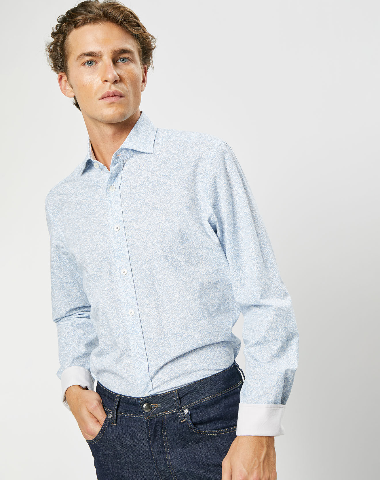 Hackett London Chemise Slim Fit Imprimé en allover bleu clair