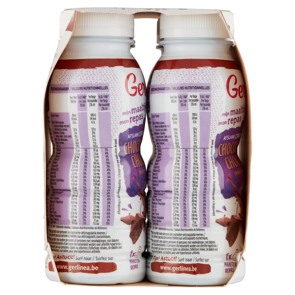 3x Gerlinea Mijn Maaltijd Afslank Drink Chocolade4 x 236 ml