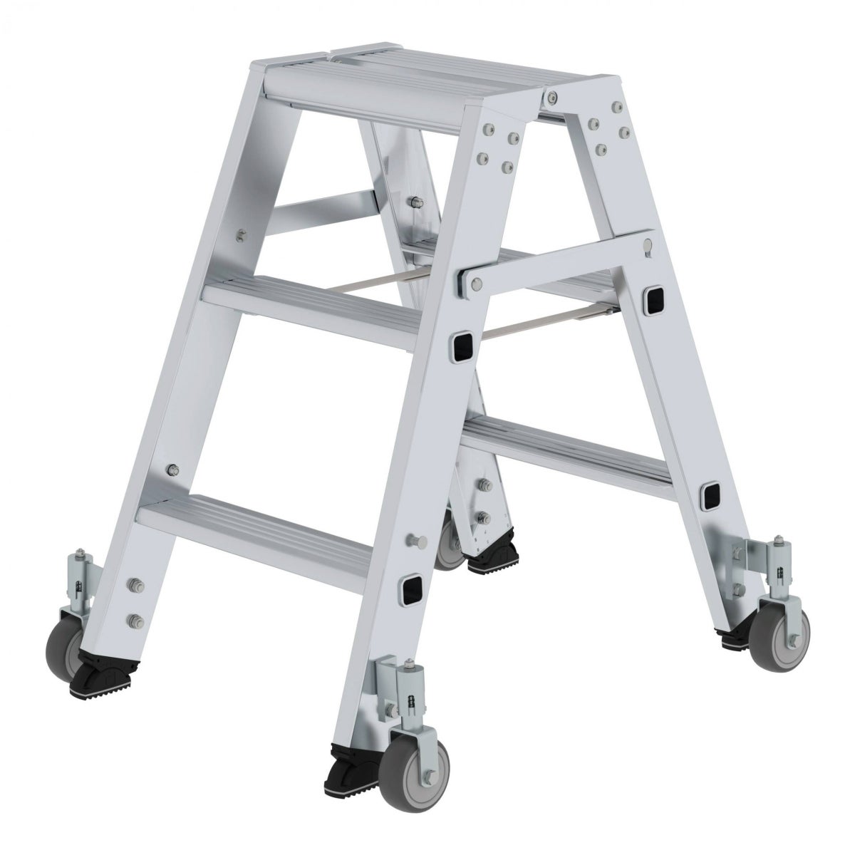 MUNK trapladder, aan beide zijden toegankelijk, met wielen, 2x3 treden