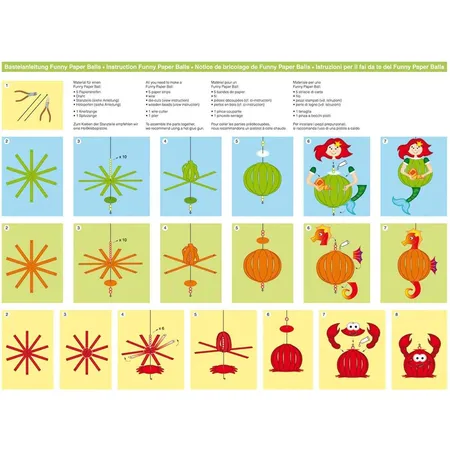 URSUS Funny Paper Balls Magic mermaid, 30 Streifen und Zubehör für 6 niedliche Dekofiguren