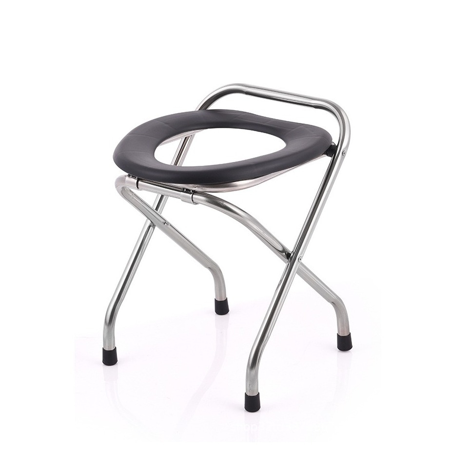 Klappbare Camping Toilette Outdoor WC Stuhl - Schwarz / Silber
