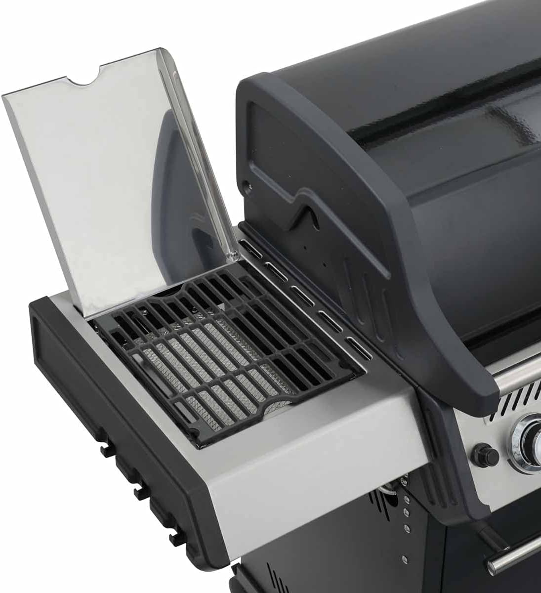 SANTOS Gasgrill S-418 schwarz - 4 Hauptbrenner, 800 °C Grillzone, Heckbrenner/Backburner, Gussgrillroste - inkl. Drehspieß, Rostheber & Silikonablage