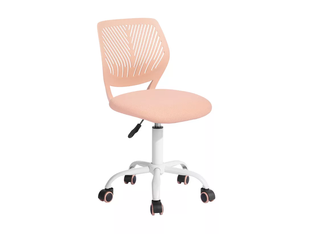URBAN MEUBLE Chaise de bureau pivotante rose, dossier ergonomique, revêtement en maille, hauteur réglable, style moderne, pour la maison et le bureau