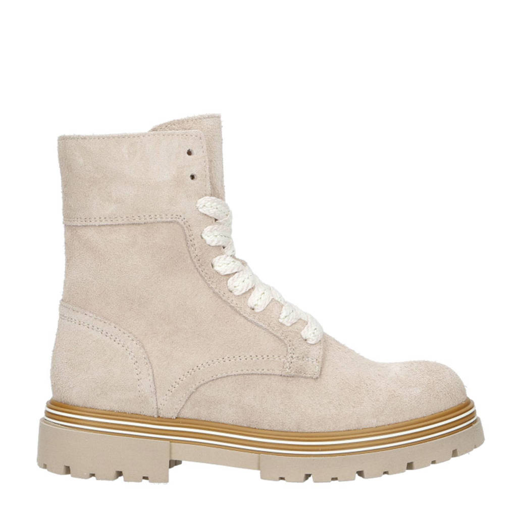 Hip suède veterboots taupe