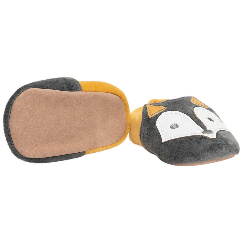 Chaussons pour bébé garçons motif renard - Gris foncé
