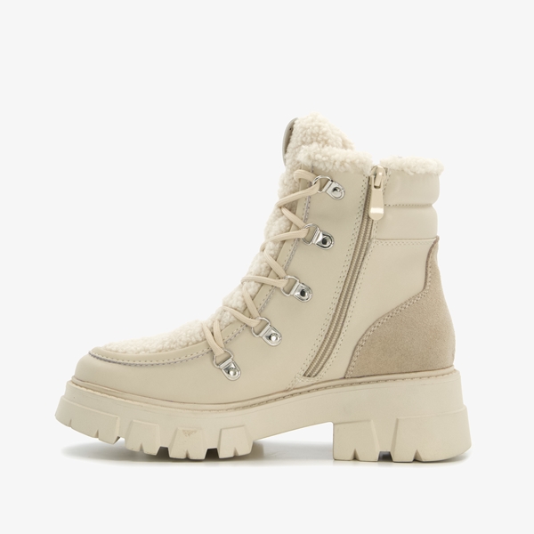 Hush Puppies gevoerde leren dames boots beige