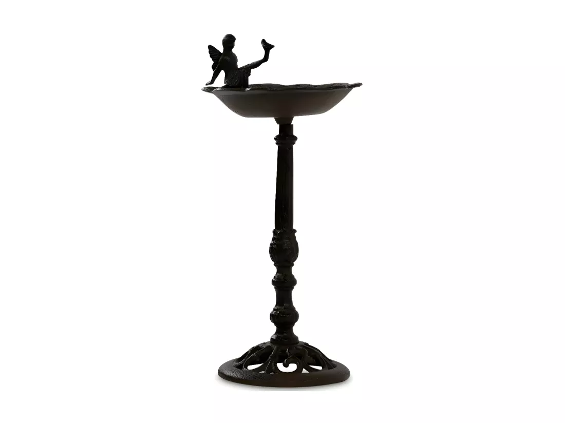 Abreuvoir oiseau ange sur pied fonte Fonte Marron - Décoration d'Autrefois