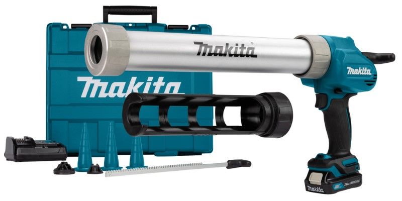 Makita CG100DSAX 12V Max Lijm- en kitspuit (1x2.0 Ah)  accu, 1  lader, koffer, patroonhouder 215 mm en 600 ml