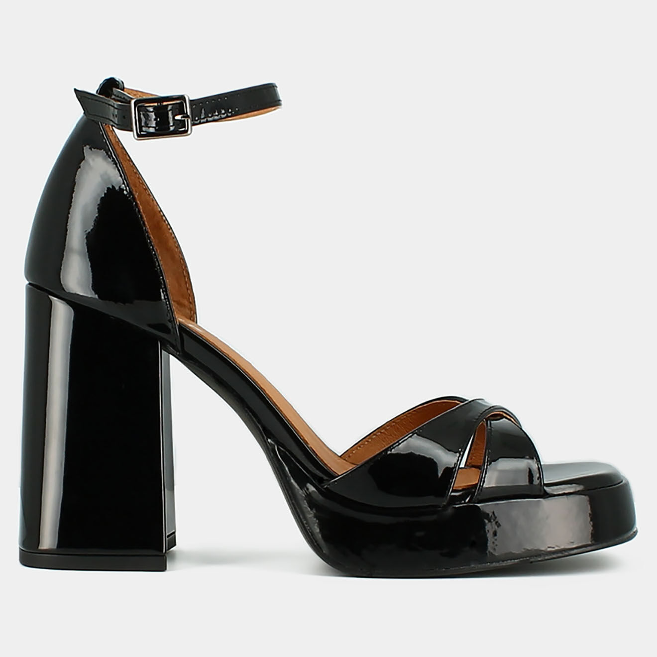 Jonak Sandales en Cuir verni Berangere noires - Talon 9 cm