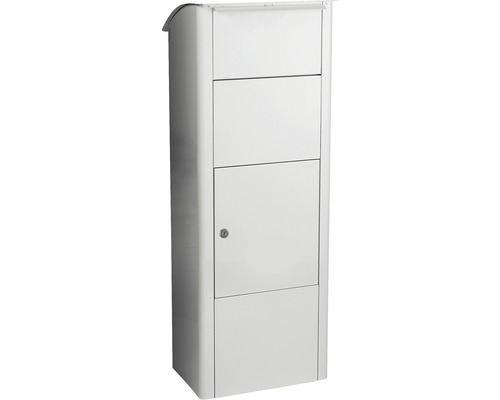 MEFA pakketbrievenbus, gepoedercoat staal, BxHxD 409/1021/326 mm, Beuken 457, verkeerswit RAL 9016, toegang aan de voorzijde