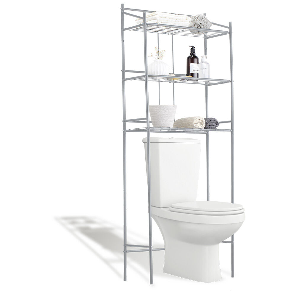 Étagère WC 3 niveaux acier gris 59,5x26,5xH170cm