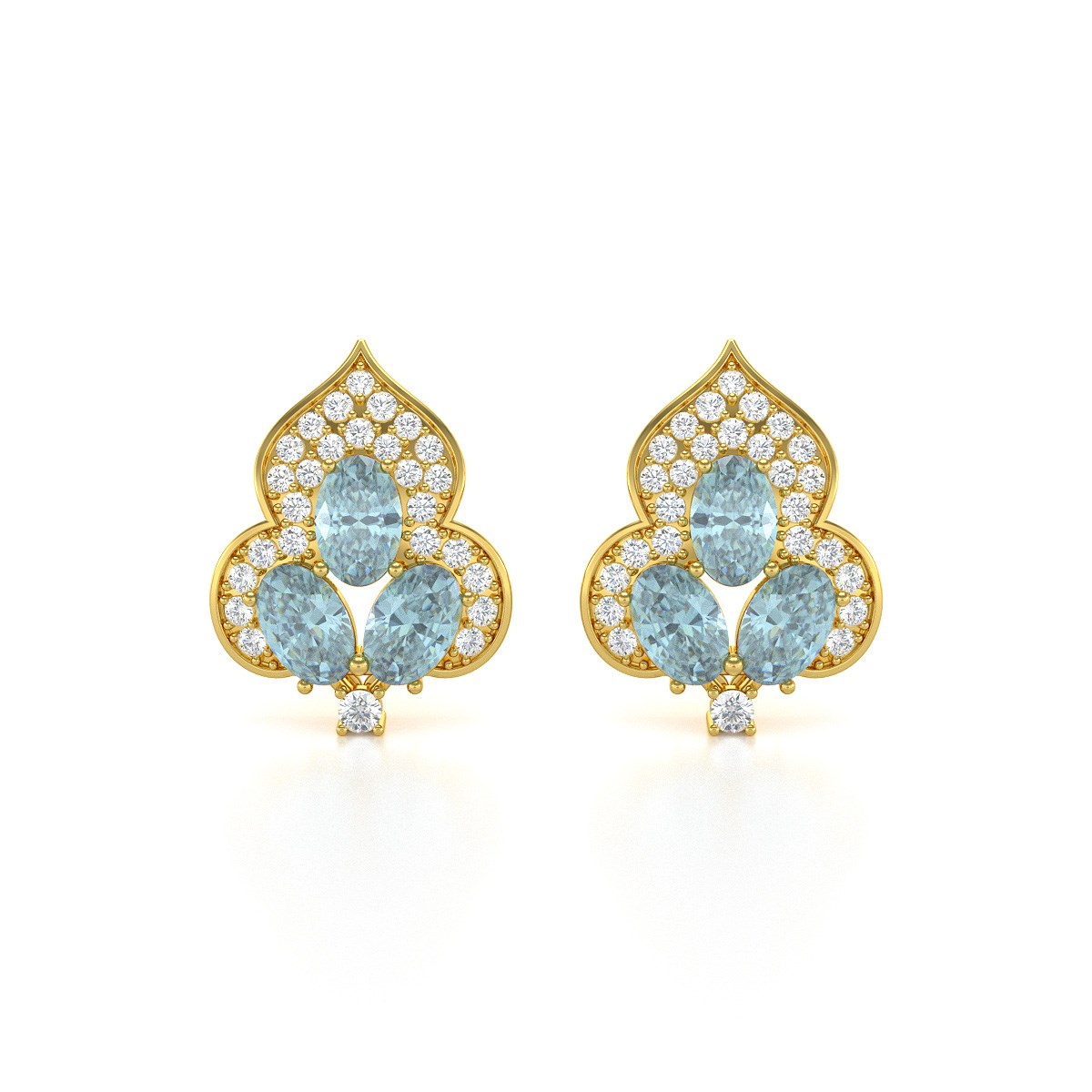 Boucles d'oreilles ADEN Or 585 Jaune et Aigue-Marine 3.5grs