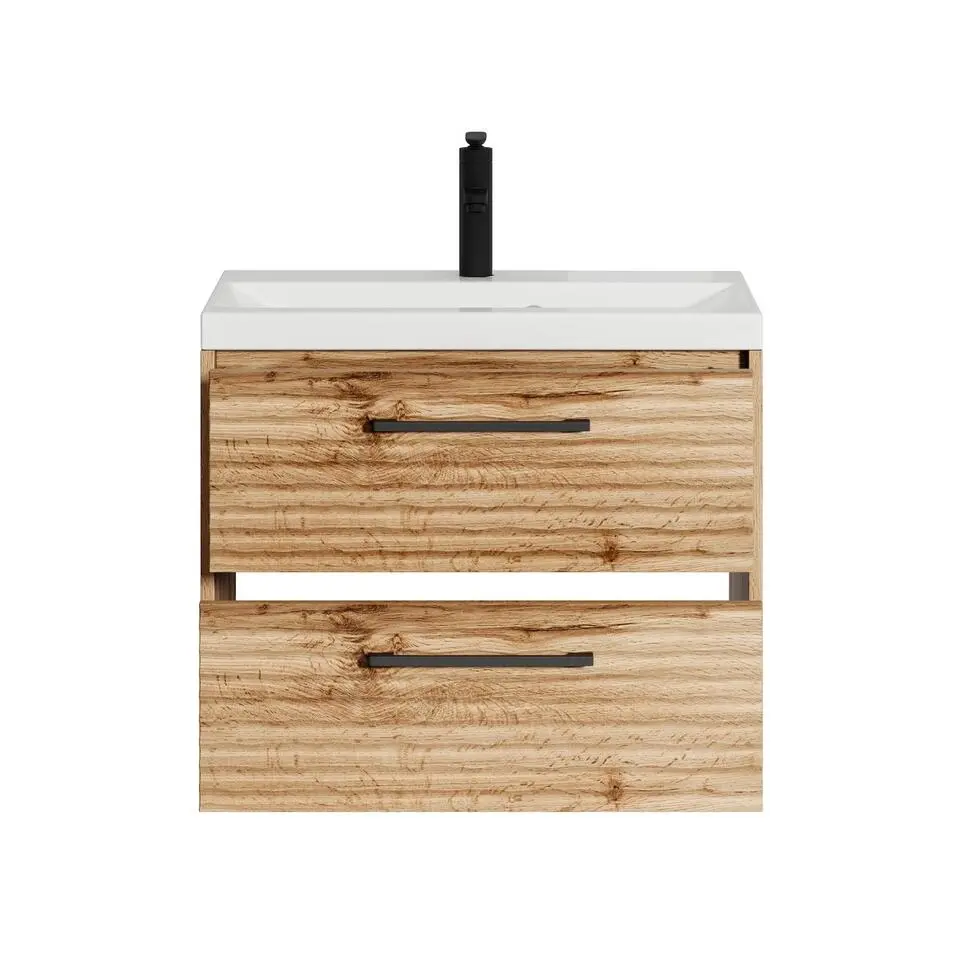 Badplaats Badkamermeubel Set Etna 01 60 cm – Eiken – Hangend Wastafelmeubel met