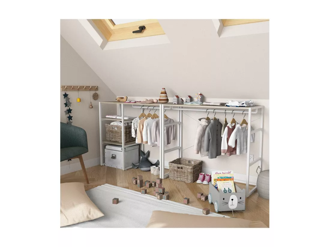 Portants vêtements sous combles modulables - Lot de 2