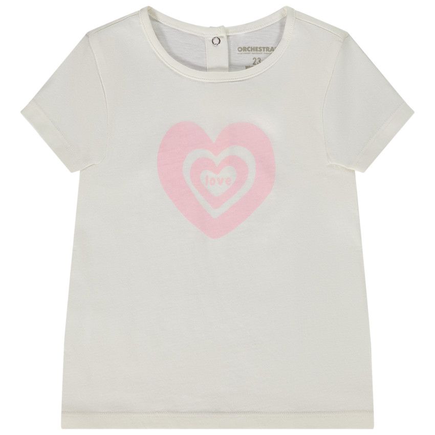T-shirt manches courtes print fantaisie pour bébé fille - Ecru