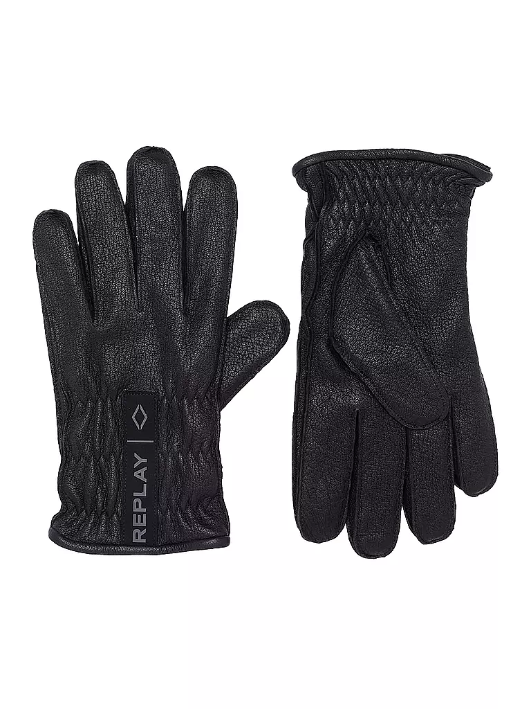 REPLAY Lederhandschuhe  schwarz