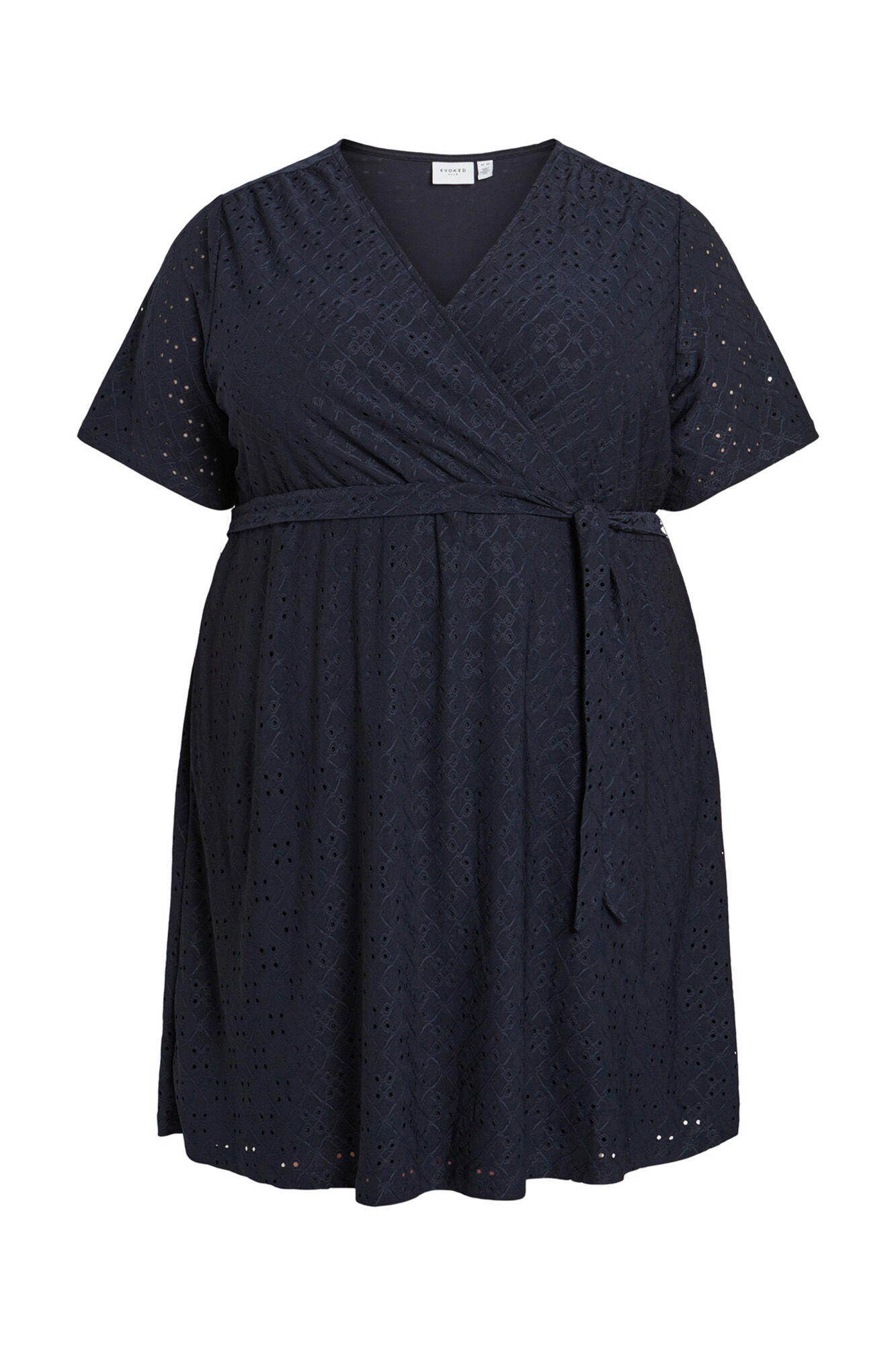 Vestido curto com recortes e mangas curtas da Evoked - Azul Marinho