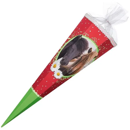 Nestler Schultüte Ponys, Tüllverschluss, 6-eckig, 85 cm