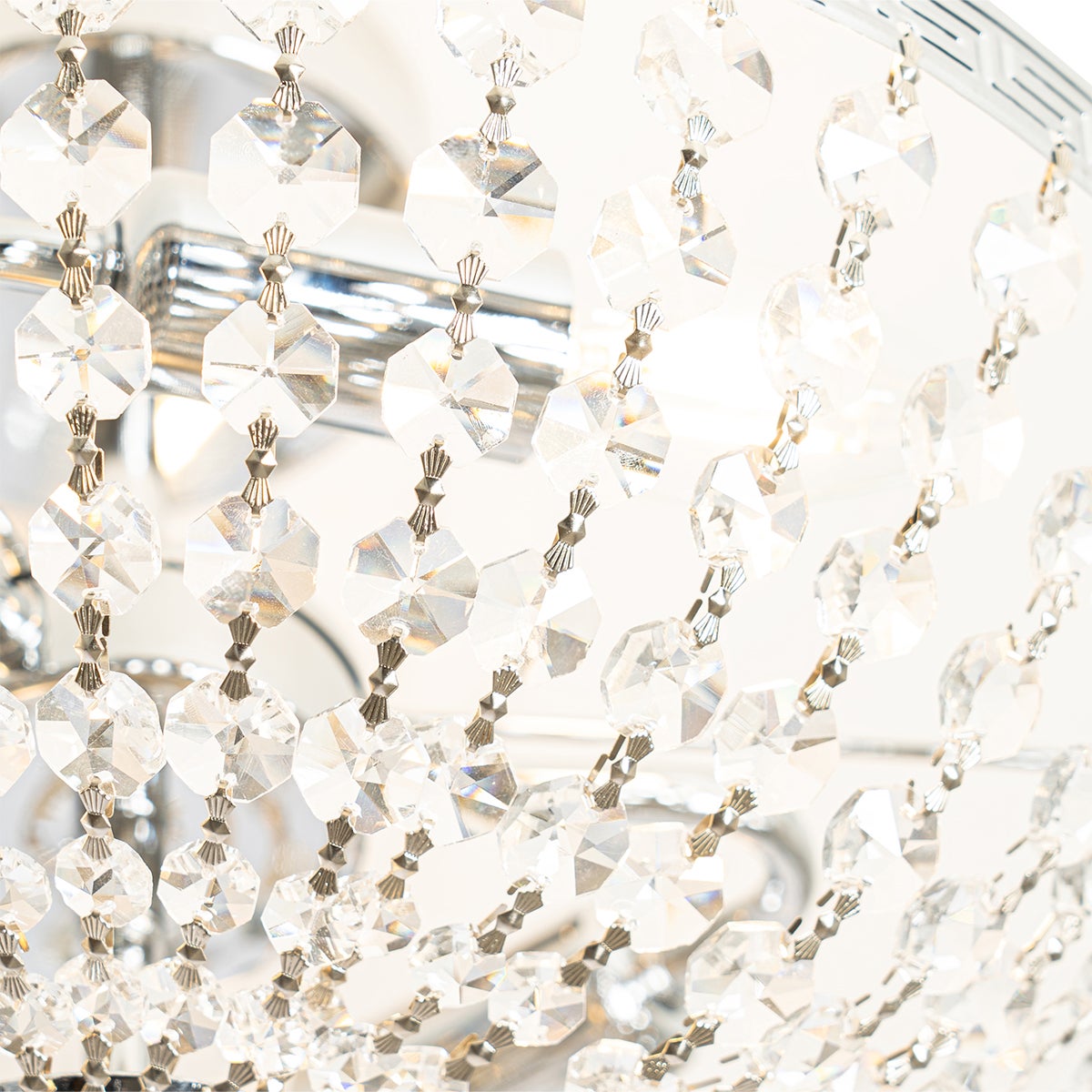 Klassieke stalen plafondlamp met kristal, 3-lichts – Mondriaan