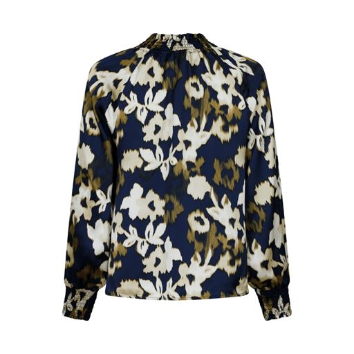 Neo Noir Stone Faded Fall Bluse, Dark Navy, 40