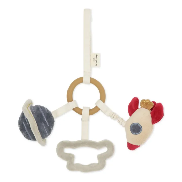 Konges Sløjd Hochet d'activités en coton bio Fusée | Beige