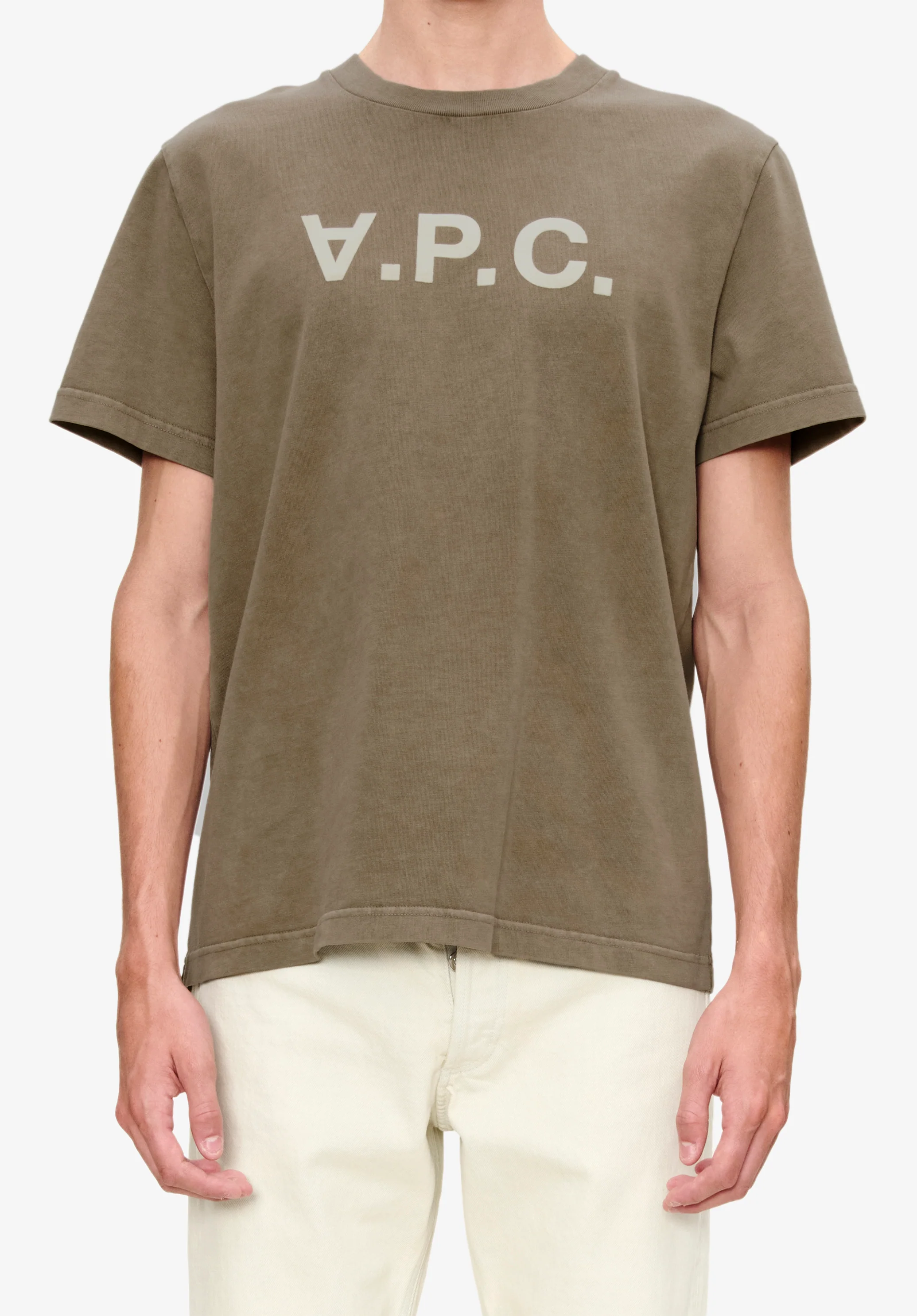 t-shirt standard grand vpc GOTS - Kaki clair/blanc casse