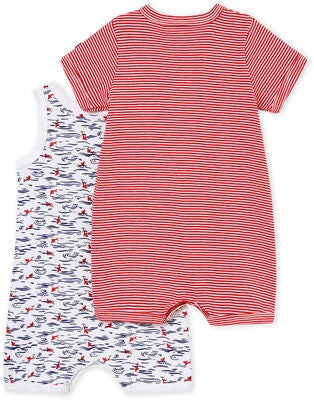 Petit Bateau Jumpsuit 2-pack, Rød/Hvit