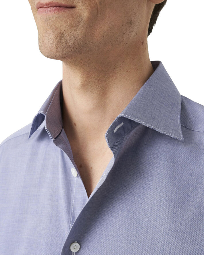 ETON Contemporary Fit Dark Blue Chambray Elevated Poplin Shirt Blå