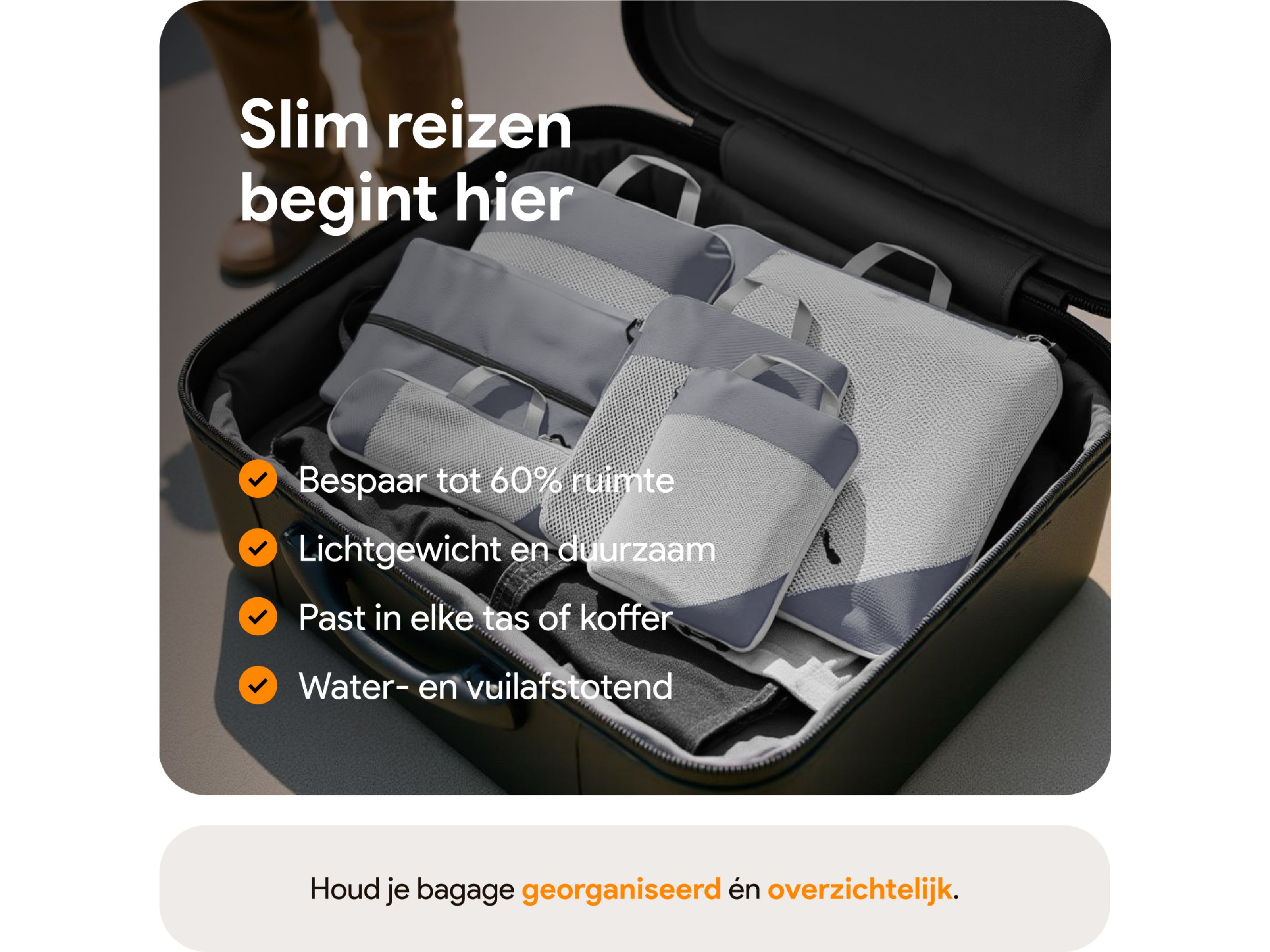 Thousandtravelmiles Grey Packing Cubes - Set van 6