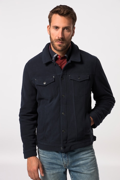 Fleecejacke, Truckerstyle, Knopfleiste, Brusttaschen, bis 8 XL