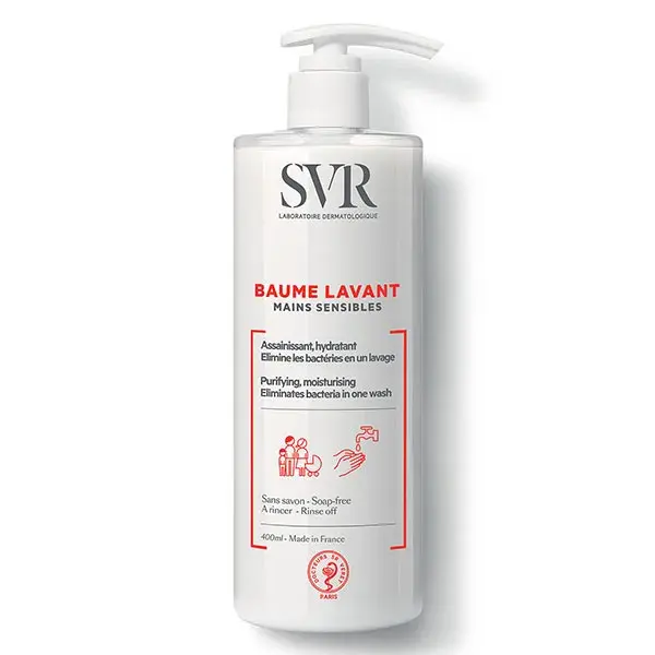 Bálsamo de limpeza para mãos SVR Sensitive, hidratante e de limpeza, 400ml