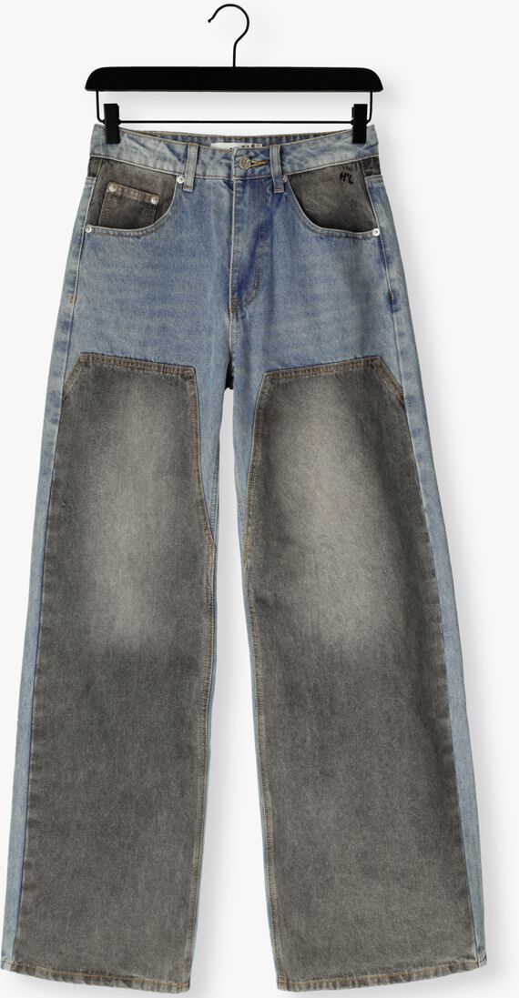 blauwe haute l'amitié wide jeans two-tone patch tall jeans
