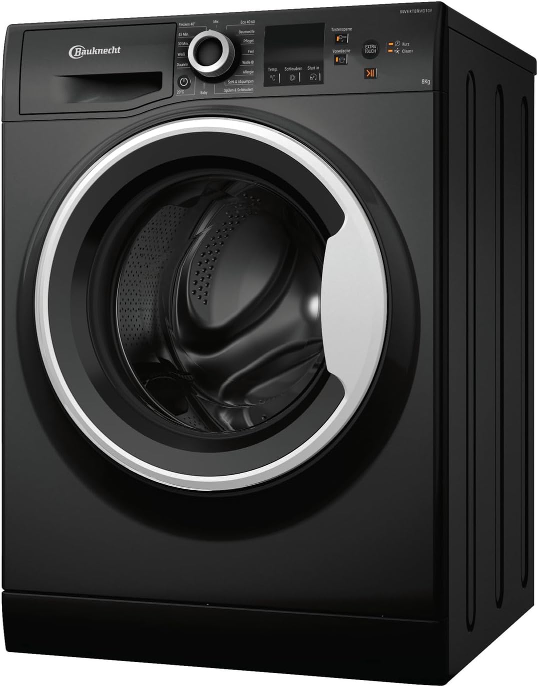 Bauknecht W8 S6300 A Waschmaschine Frontlader / 8kg / EEK A/Kurz 30 / Kurz 45 / Kraftvolle Fleckenentfernung/Anti-Allergie-Programm/Wolleprogramm/Schwarz/Langlebiger Inverter-Motor