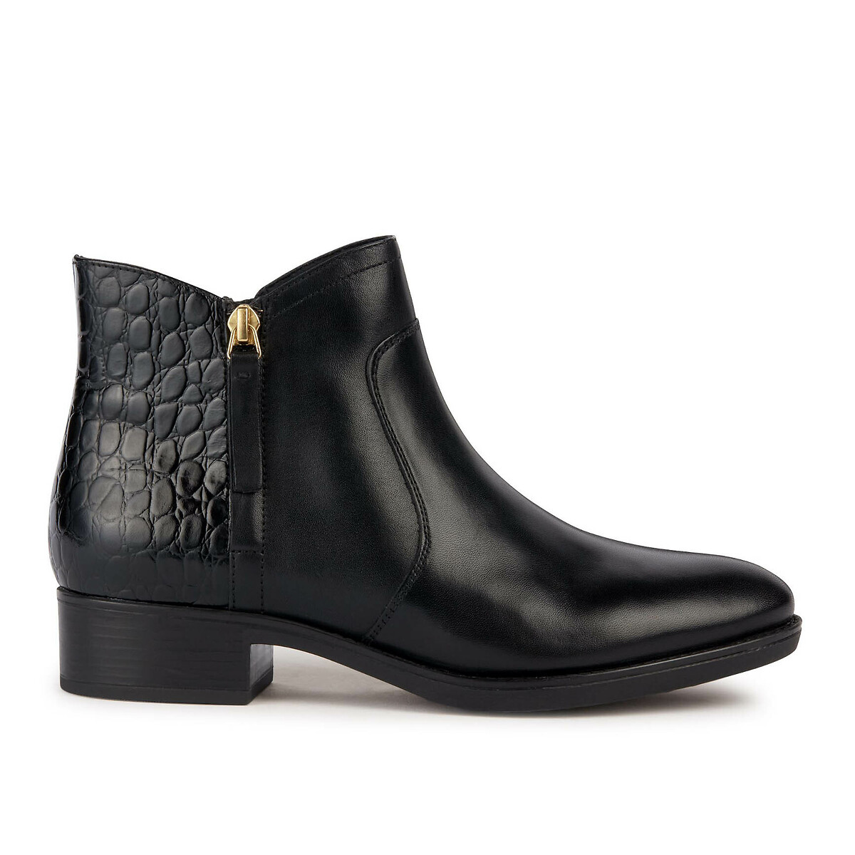 GEOX<br>Botas de tornozelo em couro respirável com zíper Felicity