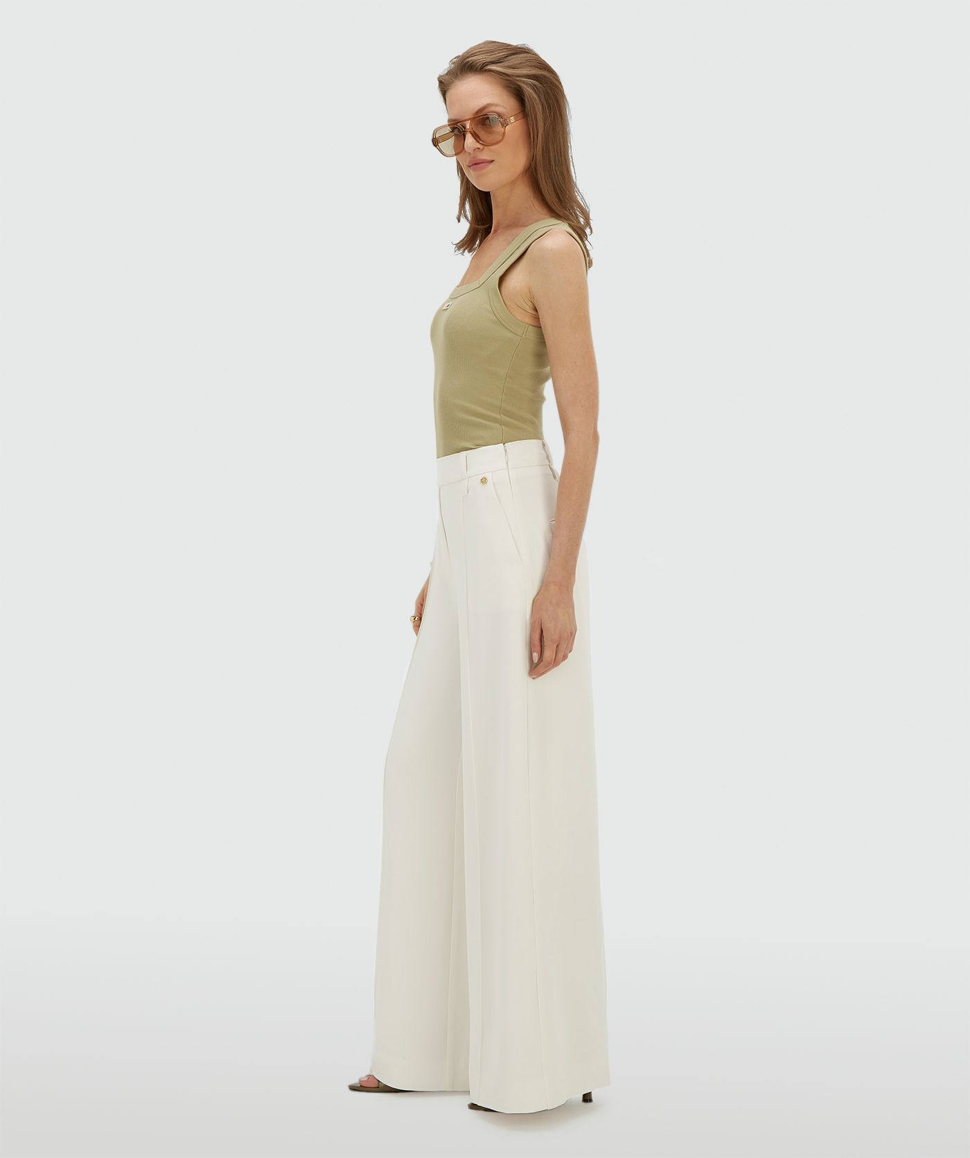 JV-ESSA high waisted wide leg pantalon - off white