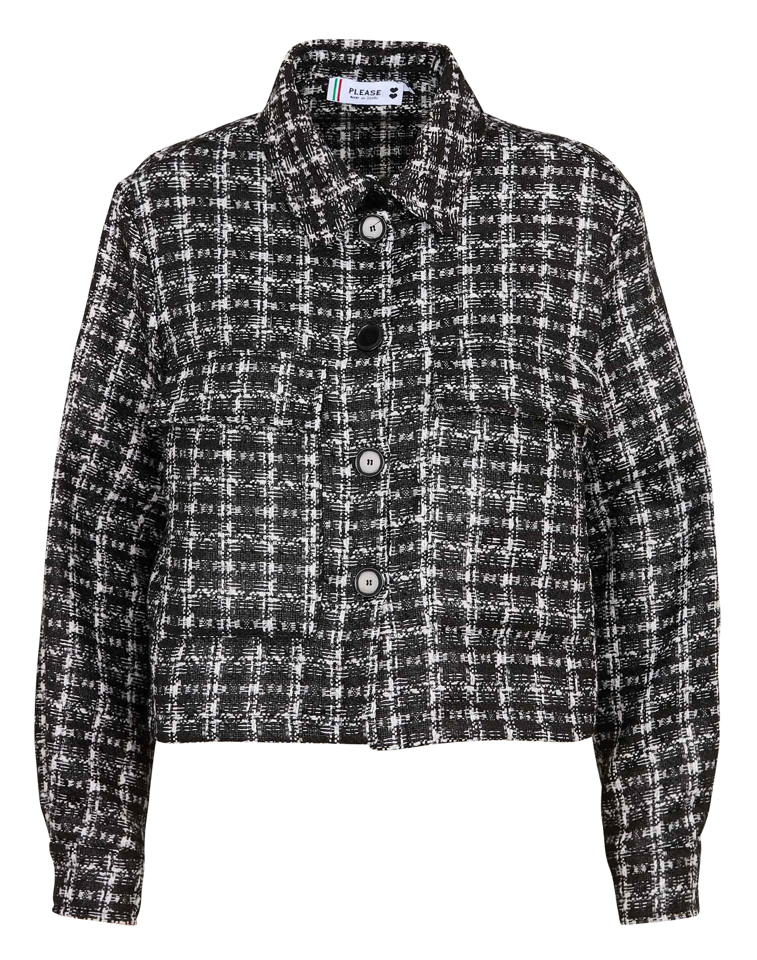 Veste courte col classique à carreaux | Blanc