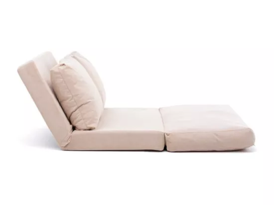 Fauteuil convertible multipositions velours Talya-Couleur Beige clair-2 places