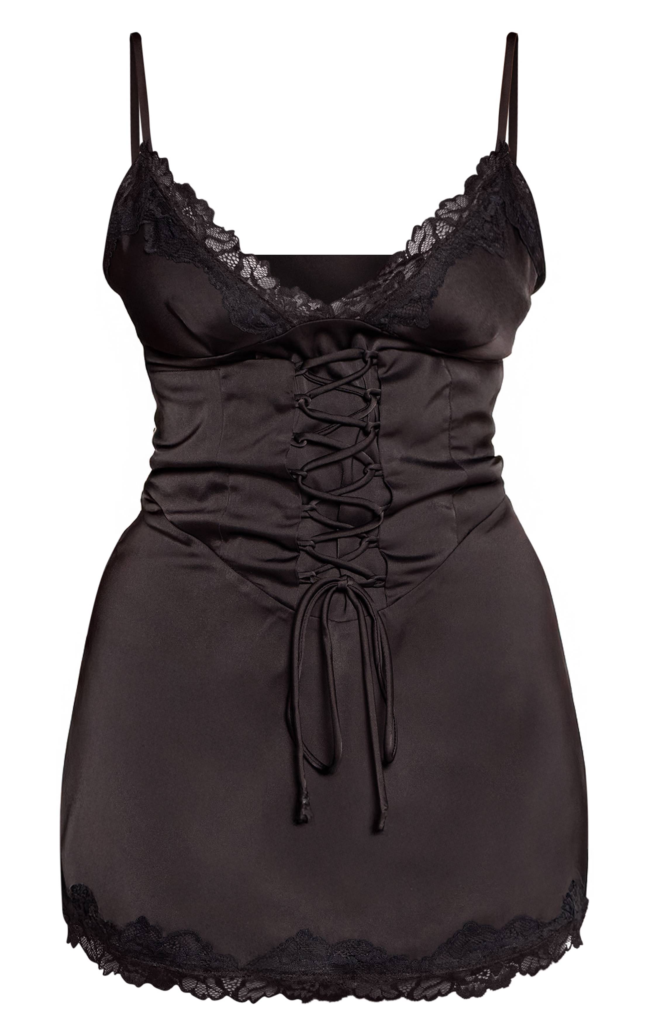 Noir Robe Mini Moulante À Détail Corset