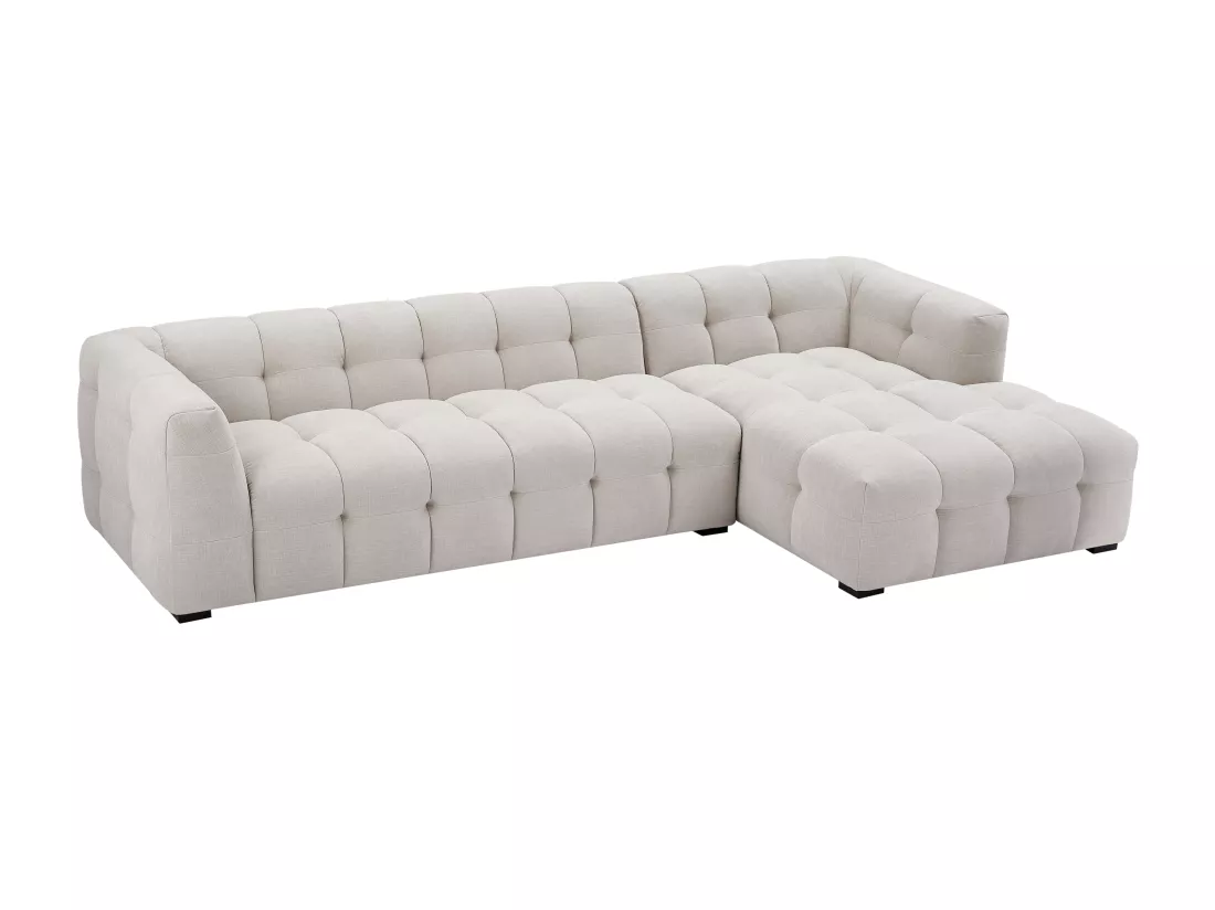 Canapé d'angle droit et pouf en tissu chiné beige DILOME de Pascal Morabito